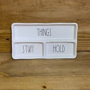 New Rae Dunn organizing tray white THINGS STUFF HOLD